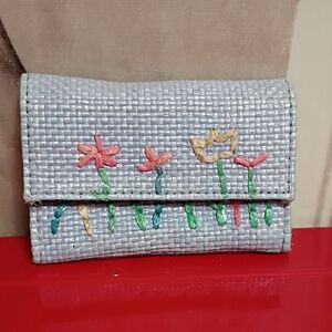 Flower Light Blue woven Wallet